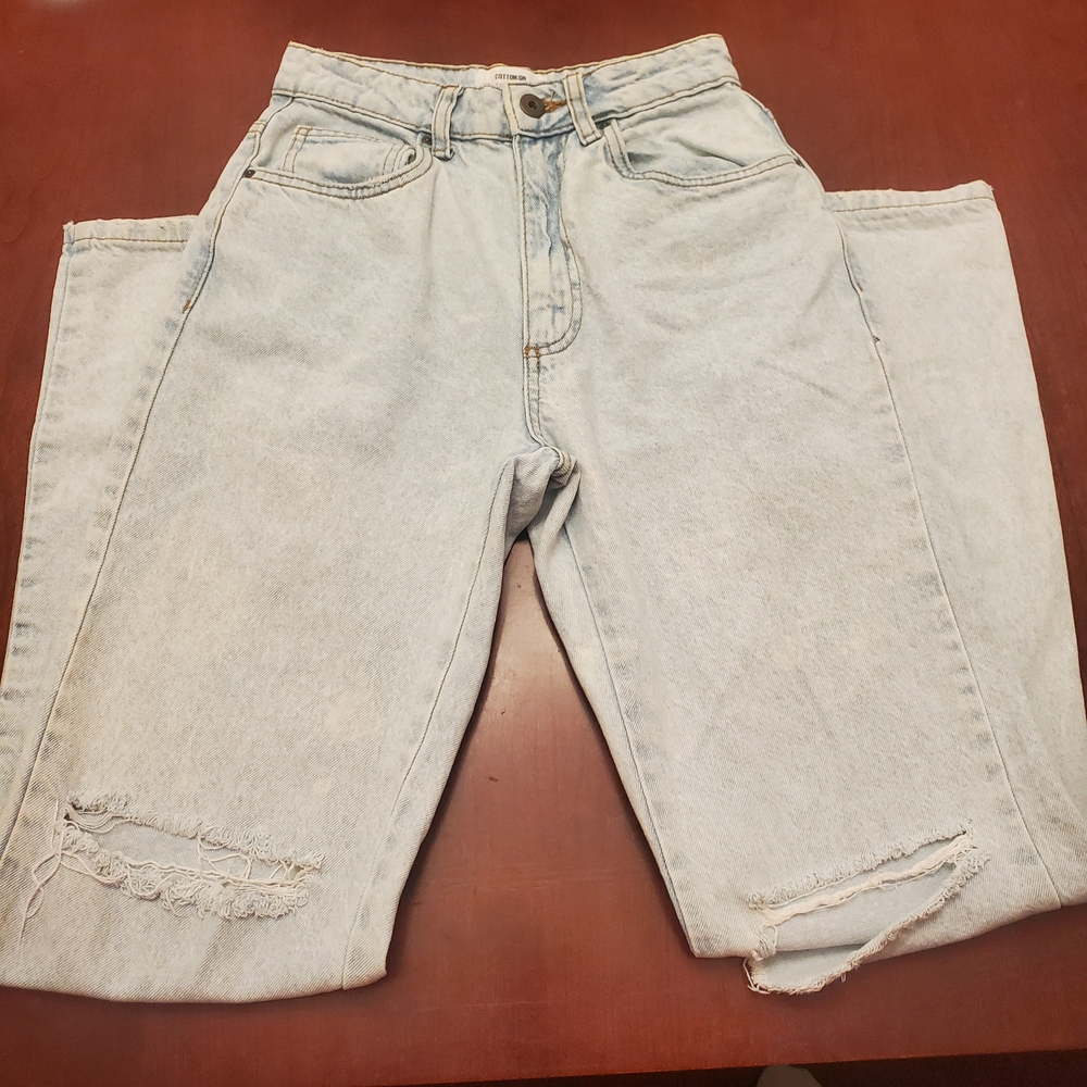 Cotton On Light Wash Long Straight Leg Jeans Size 2